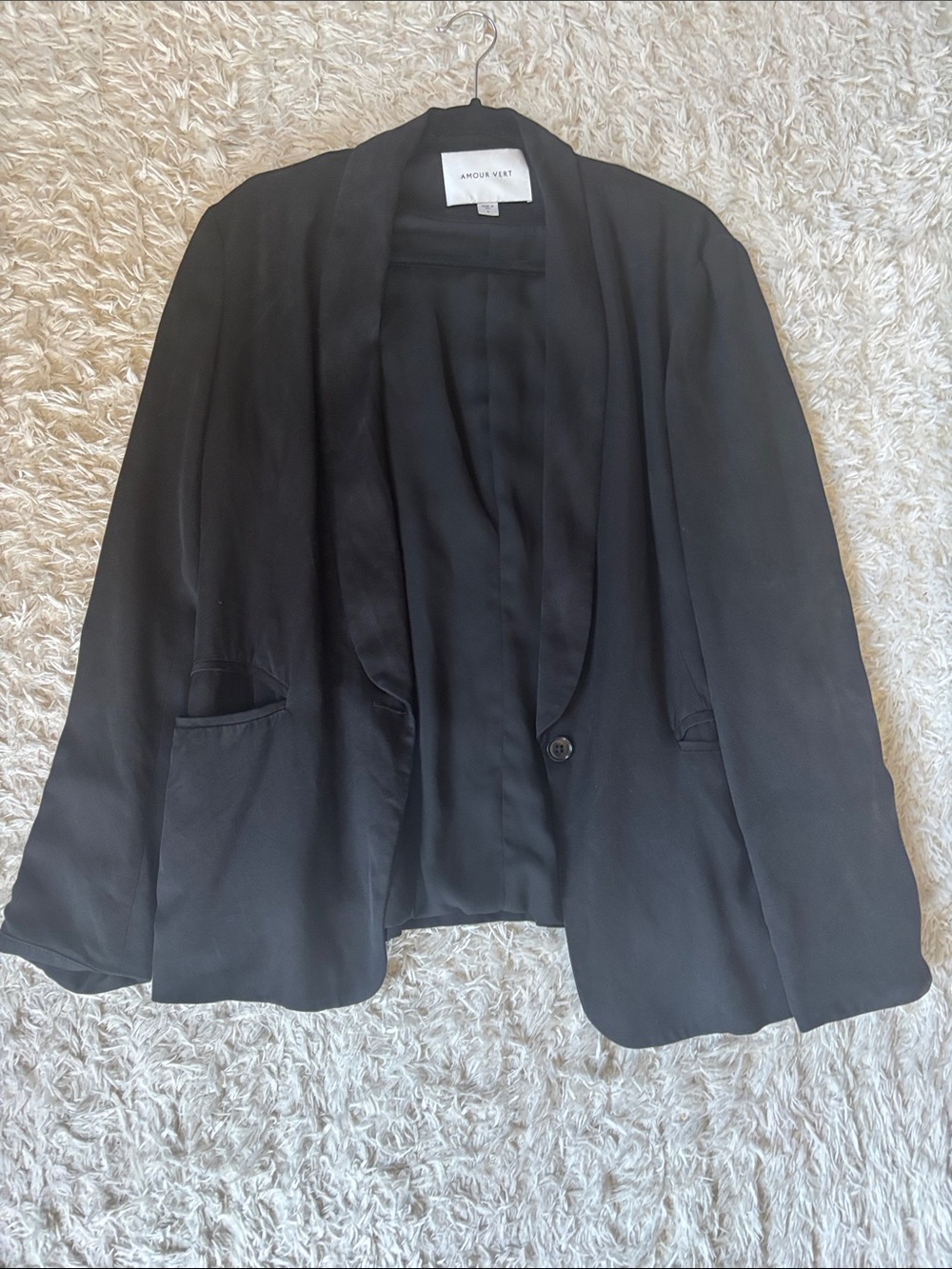 Amour Vert Black Open Drape Blazer